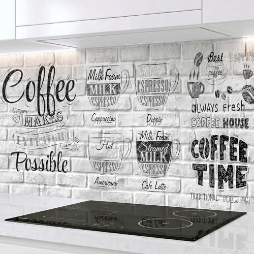 Rodnik Küchenrückwand Spritzschutz, ABS-Platte mit Direktdruck, monolithisch, formstabil und langlebig. Große Motivauswahl (Coffee Menu, 60x200 cm)