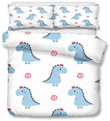 Morbuy Housse de Couettes 3 Pièces Parure de Lit 1/2 Personnes, 3D Imprimé Microfibre Ensemble de Literie avec Housses de Couette Taies d'oreillers (220x240cm,Dinosaure 3)