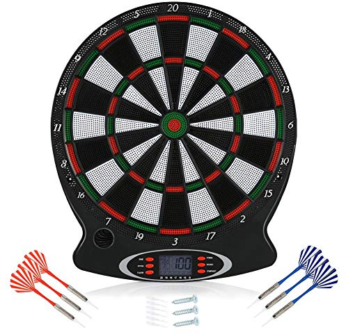 Ejoyous Elektronische Dartscheibe, Dartautomat mit 6 Dartpfeilen und LCD-Display, Sporting elektronische Dartscheibe, professionelle elektronische hängende Dartscheibe, Dartspiel, Darts