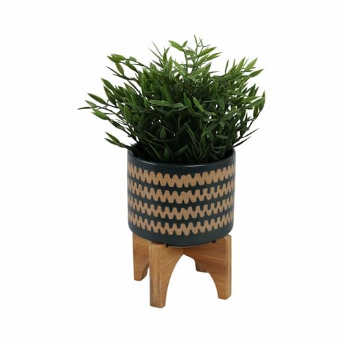 Sagebrook Home 12,7 cm Zick-Zack mit Ständer, Blaugrün, 17,8 cm hoch, Grün