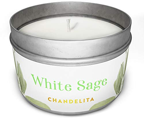 Chandelita Weiße Salbei Duftkerze für Reinigung, Meditation & Heilung – Duftkerzen aus Sojawachs – Vegane Kerze mit ätherischen Ölen – Aromatherapie Candle – Chakra Kerze für Segen & Energie