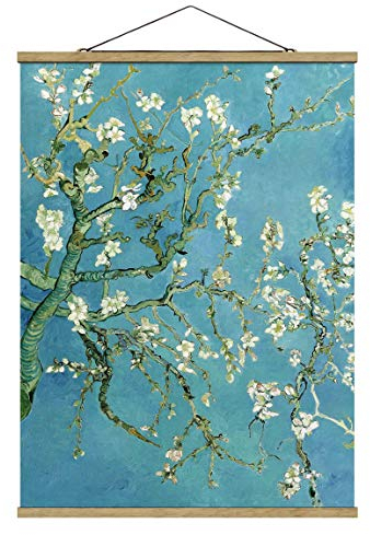 Stoffbild mit Posterleisten - Vincent Van Gogh - Mandelblüte 133.5cm x 100cm Eiche