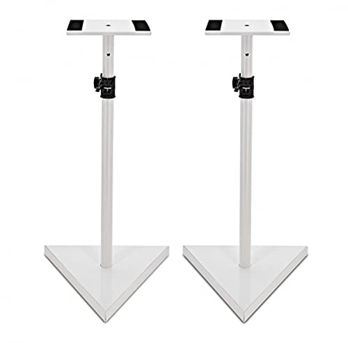 Speaker Stands For Studio Monitors White Height Adjustable Pair