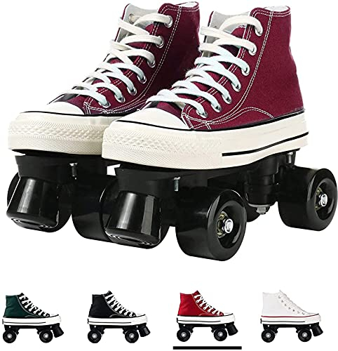 JianJud Rollschuhe Erwachsene Herren Und Damen Vierrad Rollschuhe, Canvas Zweireihige Rollschuhe Räder, Indoor Und Outdoor Zweireihige Skates Für Jugendliche D,39