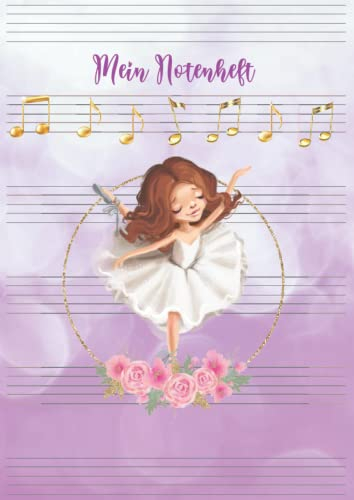 Notenheft für Kinder: Musikheft Din A4 mit 6 Notenlinien ohne Hilfslinien Notenlinienheft Große Linien 100 Seiten Notenblätter Blanko für Klavier Musik Leer Notenbuch für Anfänger & Schule. Notenblock
