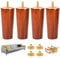 10 cm Holz-Möbelbein-Set, 4 Stück, kegelförmig, Eichenholz, Ersatzfüße, Beine mit Montageplatte und Schrauben für Sofa, Fernsehschrank, Bett, Esstisch, Couch, Schrank, Stuhl – Walnuss