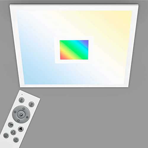 TELEFUNKEN - LED Panel, LED Deckenleuchte, Deckenlampe dimmbar, inkl. Fernbedienung, RGB-Innenbereich, 24 Watt, 2400lm, Timerfunktion, 445x445x62mm (LxBxH), 319106TF, Weiß, 44.5 x 44.5 cm