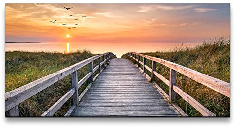 Paul Sinus Leinwandbild 120x60cm Ostsee Meer Strand Steg Horizont Wunderschön Natur