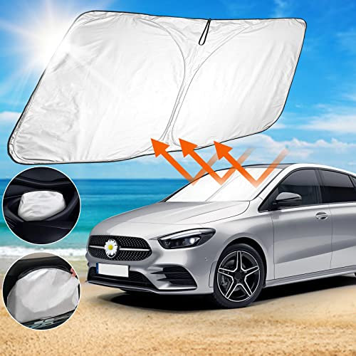 SHAOHAO Compatible con Mercedes B Clase W247 2019-2024 Parasol Plegable Protección UV y Calor Parasol Parabrisas Mercedes W247 Accesorios