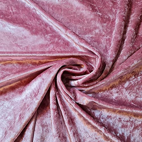 Textile Station Tissu extensible en velours écrasé marbré de qualité supérieure, poids moyen, 147,3 cm de large, disponible en 26 couleurs, rose (vieux rose #2)