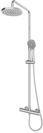 Gainsborough Premium Thermostatic Bar Mixer Shower - Round Dual Outlet - Large Rainfall Drencher & 3-Spray Handset with Diverter, Cool-Touch Thermostatic Safety & Adjustable Riser Rail