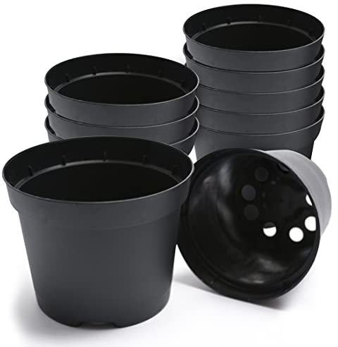 Prime Garden® Macetas redondas de plástico para macetas de cultivo (66 x 41,5 cm, 80 l, 5 unidades), color negro