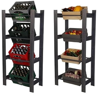 MODO24 Kistenständer, Holzständer, Holzkastenregal, Regal RSS 3 oder 4 Ebene, Höhe 107 und 149 cm (149 cm, Grau)