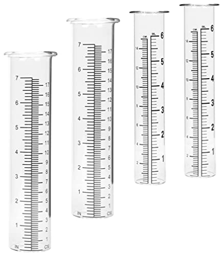 Cabilock 4 Stücke Garten Regenmesser Ersatzglas Glas Messzylinder Niederschlagsmesser Regen Wetterstation Zylinder Vase Reagenzglas Wasserröhrchen Outdoor Außen Rasen Terrassen Deko