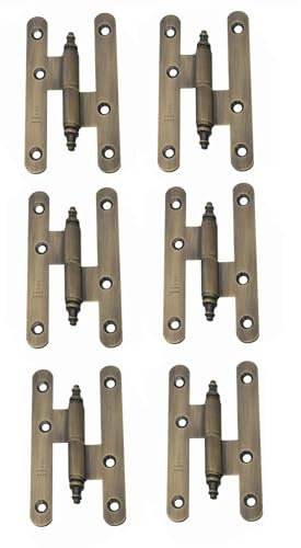 AZERODESIGN-Bisagras Puertas Madera-Bisagras para Puertas-Pernio Bisagra Puertas de Madera Interior-Material Acero con Remates-Pack 6 Unidades-Medidas100x57mm-Cantos Redondo (DERECHA, BRONCE RUSTICO)