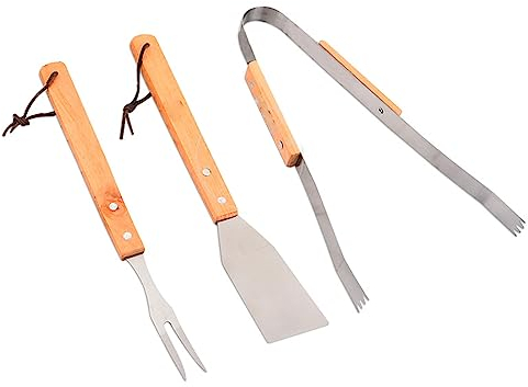 Set d'ustensiles de barbecue avec pince à barbecue, ensemble d'ustensiles de barbecue avec poignées en bois, convient pour les barbecues, les réunions de famille