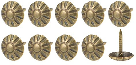 METALLIXITY Tappezzeria Chiodo Chiodi (8x10x1.7mm) 100pz, Ferro Fiore Motivo Pollice Spinta Spilli - per Casa Costruzione, Casa Cucina Mobili, Bronzato