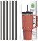 AIERSA Lot de 6 pailles de rechange noires pour gobelets Stanley de 1,2 l, pailles réutilisables en plastique pour gobelet Stanley Quencher H2.0 FlowState, longues pailles avec brosse de nettoyage