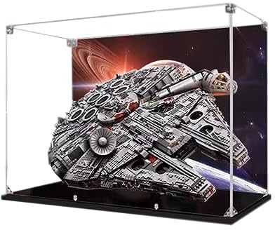 Half Mango Acryl Vitrine für Lego Star Wars Ultimate Millennium Falcon Modell 75192 - Staubdichte Anti-UV Aufbewahrungsbox (Stehender Hintergrund A)