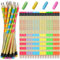 OFFCUP HB Bleistifte Set, 24pcs Mehrfarbig Kinder Bleistifte, mit 4 Stück Schreibhilfe & Bleistiftspitzer Radiergummi, HB-Bleistifte Graphitstifte Magischer Bleistifte Set Dreikant Bleistifte