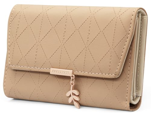 REETEE Portefeuille Femme en Cuir PU Petit Porte Monnaie Slots de Carte, Porte Feuilles pour Femme Court avec Porte-Monnaie Zippé et Portefeuilles Pochette Femme (M-Chameaux)