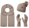 Rock Creek Winter Mütze mit Bommel Schal Set Geschenkset Wintermütze Winterschal Winterhandschuhe Herrenmütze Damenmütze U-102 Beige Einheitsgröße