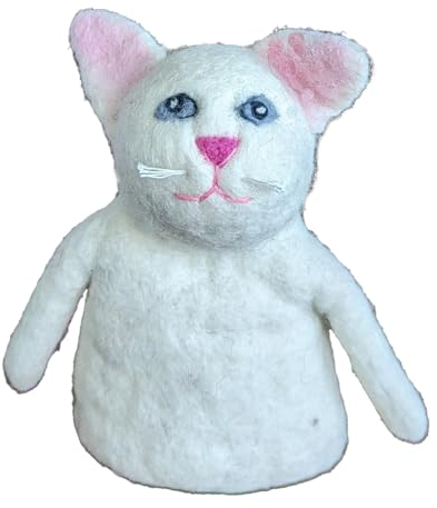 your castle Eierwärmer weiße Siamkatze handgemacht aus Natur-Filz, fairer Handel, Ostern oder Weihnachten Eier-Warmhalter, ca. 15 cmH