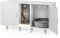 GOPLUS 3 in 1 Katzenschrank, Katzentoilette mit 2 Türen & abnehmbaren Beinen & herausnehmbarem Kratzbrett, Katzenhöhle Beistelltisch TV-Ständer für 2 Katzen, 120x52x65cm (Grau)