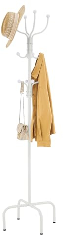 FAVOOSTY Garderobenständer mit Schirmständer, Kleiderständer mit 12 Hooks, Jackenständer Stehend, Coat Rack, Garderobe ständer für Wohnzimmer, Schlafzimmer (Weiß)