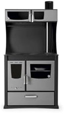 Estufa de leña con horno y campana opcional modelo L 12.36 Kw | Cocina de leña moderna | Cocina bilbaína Chimenea de leña