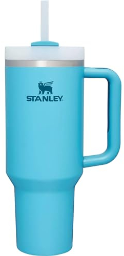 STANLEY Quencher H2.0 FlowState Trinkbecher, vakuumisoliert, aus Edelstahl mit Deckel und Trinkhalm, für Wasser, Eistee oder Kaffee (Blaufarbig, 1,2 Liter)