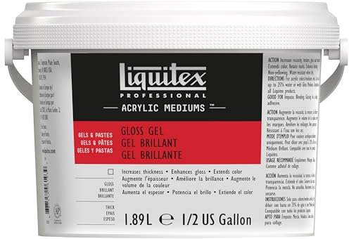 Liquitex 5340 Professional Glanz Gel Medium für Acrylfarben, erhöht von Acryl Farbbrillianz, den Glanz und die Transparenz - 1,89 Liter Flasche, Transparent