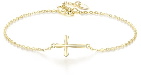 GAVU Silber 925 Kreuz Armband Damen - Geschenk für Freundin - Gold