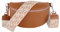 MIRROSI® Bauchtasche Damen, Echtleder, Made in Italy, Umhängetasche, Brusttasche, Crossbody Bag (1 Tasche & 2 Gurte) (Cognac (Netz), Große Tasche (28x18x9cm))