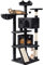 Yaheetech Cat Tree, 144.5cm Multi-level Cats Climbing Tower w/Sisal Scratching Posts/2 Condos＆Dangling Balls,Kitten Activity Centre Pet Play House, Black