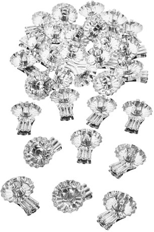 TOPBATHY 36 Stück Silberne Weihnachtskerzenhalter Clip aus Eisen mit Blumenförmiger Form Hitzebeständig und Stabiler Sockel für Weihnachtsbaumdekoration