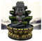 ZLQRTUD Tischbrunnen Kreative Wohndekoration Harz Fließendes Wasser Wasserfall Led Brunnen Buddha Statue Glück Feng Shui Ornamente Landschaft Dekor Desktop Brunnen