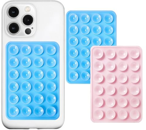 2Pcs ventose in silicone, supporto quadrato a ventosa, ventosa per cellulare su un lato in silicone, adatto per telefoni cellulari, power bank e guida