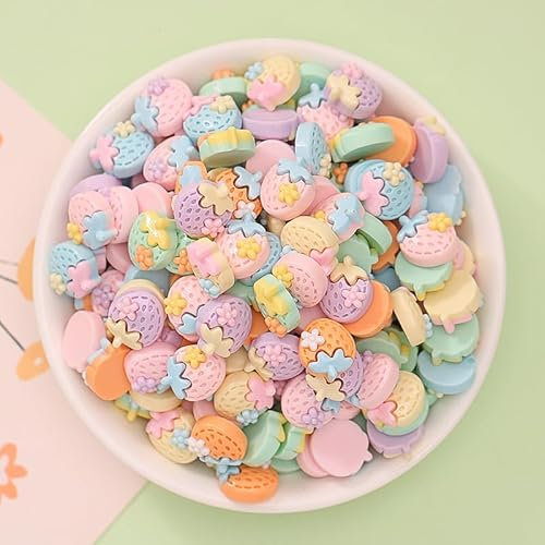 Airssory 200 pcs Mixed Colors Strawberry Resin Cabochons Sweet Food Fruit Flatback Charms for DIY Jewellery Making Scrapbooking Embellishment Craft Shoe Nail