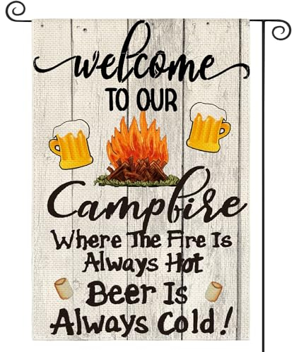 Fahne Willkommen Auf Unserem Campingplatz Camping Camplife Campfire Camper Gartenflaggen Wetterfeste Flaggen Durable Dekoration Fähnchen Für Drinnen Haus Hof 30X45Cm