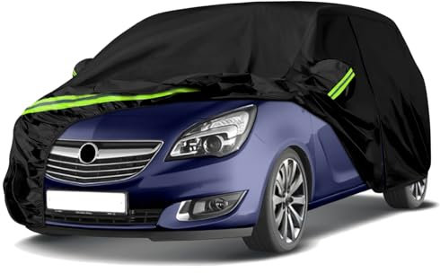 Autoabdeckung Passend für Vauxhall Meriva B 2010-2017, wasserdichte Vollgarage Autoplane mit Reißverschlusstür für Schnee, Regen, Allwetterschutz