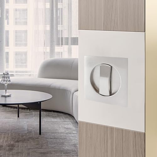 Hoconnie Serrure de Porte de Poche Sans Clé Serrure de Porte Coulissante Invisible Coulissante à Mortaise Poignée 66mm (Carré, Argent)