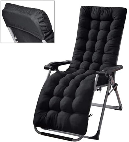 Gaxcent Bequeme Liegenauflage,Deckchair & Sonnenliegen 170x50x8cm Dicke Polsterung Gartenliege Auflage Liegestuhl Polster für Campingbett, Sonnenliege, Gartenliege,Schwarz