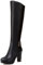 Stivali Alti Al Ginocchio da Donna con Tacco Largo con Plateau Tacco Alto Stivali Punta Rotonda Zip Stivali da Vestito, R179878Sp Nero Numero 36 EU