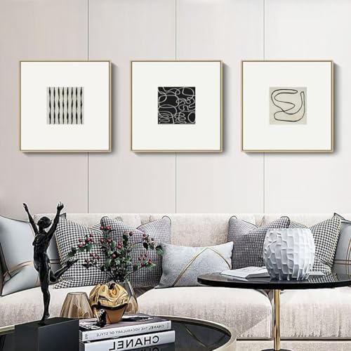 Bilderrahmen-Poster-Set, 40 x 40 cm, schicke Multi-Tinte, horizontal/vertikale Größen, nicht mattiert, große Gruppe, aufklappbar, massives Schwarz/Weiß, Holz/Acryl-Finish (Schwarz und Weiß, 3 Stück,