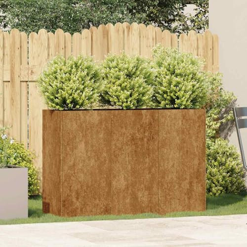 Gecheer Fioriera,Vaso,Letti Rialzato,Fioriera Rialzata,da Giardino,in Acciaio Corten,Ruggine,120x40x80 cm,Letto di Coltura Rialzato,Fioriere da Esterno,Grande,Fioriere in Metallo