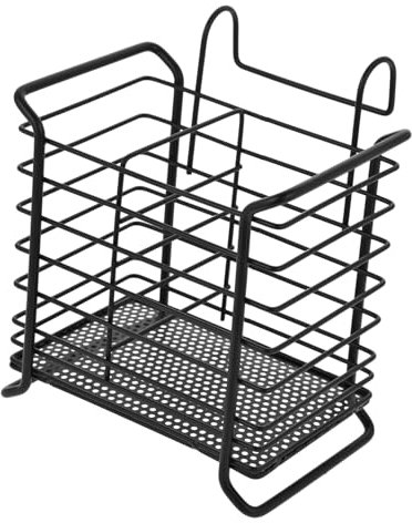 HOMOBABE Soporte De Palillos De Hierro Escurridor Colgante Para Cubiertos Organizador De Utensilios De Cocina Negro Diseño Ventilado Para Secado Rápido
