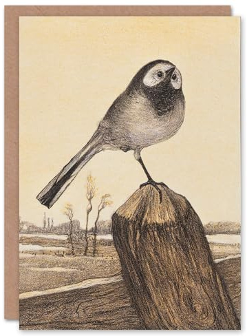 Artery8 Theo van Hoytema Art Card Wagtail Bird Perched on Pole