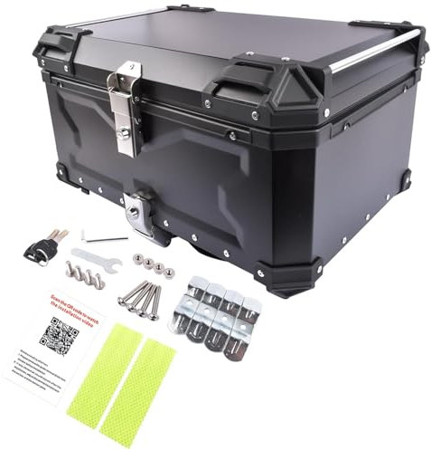 WEICNE Maletero para Moto, Caja para Casco, Funda Superior Impermeable 45l 55l 65l Baúl Trasero De Aluminio con Bloqueo De Seguridad,55L-BlackB