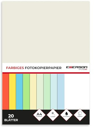 Emerson Farbiges Druckerpapier A4 Grau – 20 Blatt | 80 g/m² 210 x 297 mm | Drucker: Laser, Inkjet, Fotokopie, Fax | Vielseitiges Papier zum Kopieren, Basteln